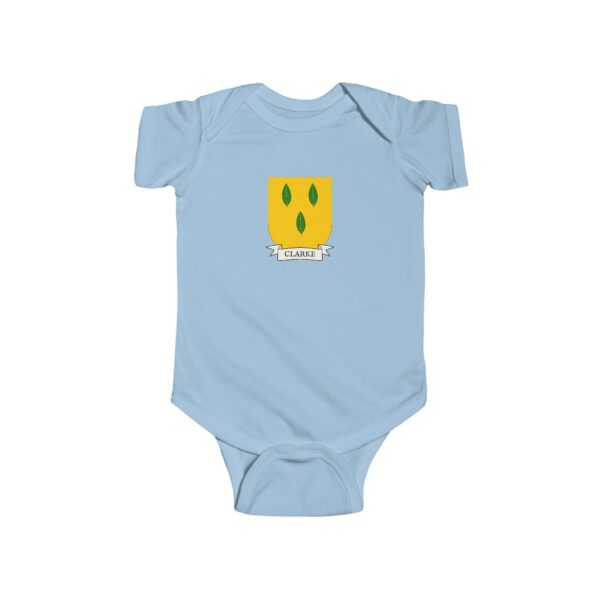 Clarke Family Coat of Arms Baby Onesie Bodysuit - Image 4