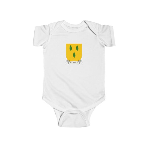 Clarke Family Coat of Arms Baby Onesie Bodysuit - Image 2