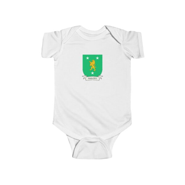 Malone Family Coat of Arms Baby Onesie Bodysuit - Image 2
