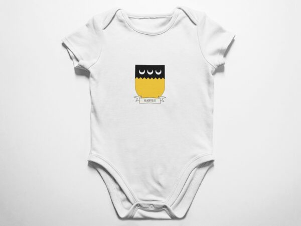 Harvey Family Coat of Arms Baby Onesie Bodysuit