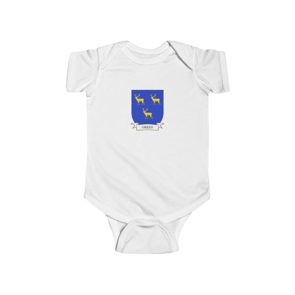 Green Family Coat of Arms Baby Onesie Bodysuit - Image 2