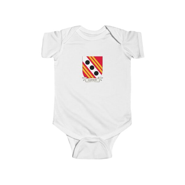 Cannon Family Coat of Arms Baby Onesie Bodysuit - Image 2