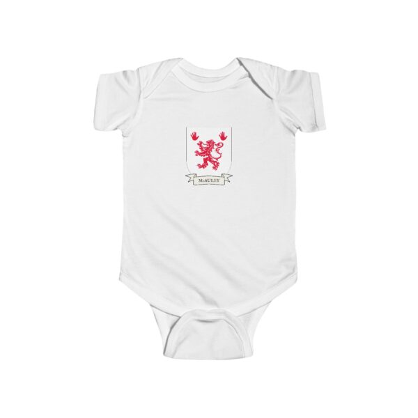 McAuley Family Coat of Arms Baby Onesie Bodysuit - Image 2