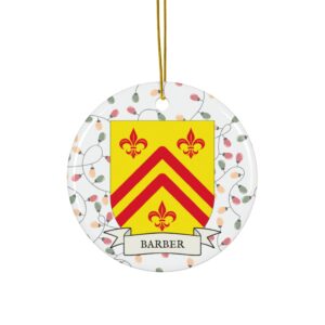 Barber Family Coat of Arms Christmas Ornament