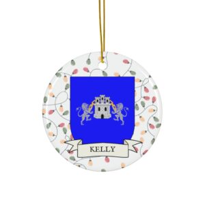 Kelly Family Coat of Arms Christmas Tree Ornament