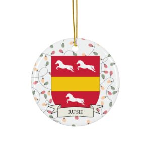 Rush Family Coat of Arms Christmas Ornament