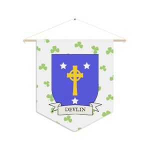 Devlin Family Coat of Arms Indoor Pennant
